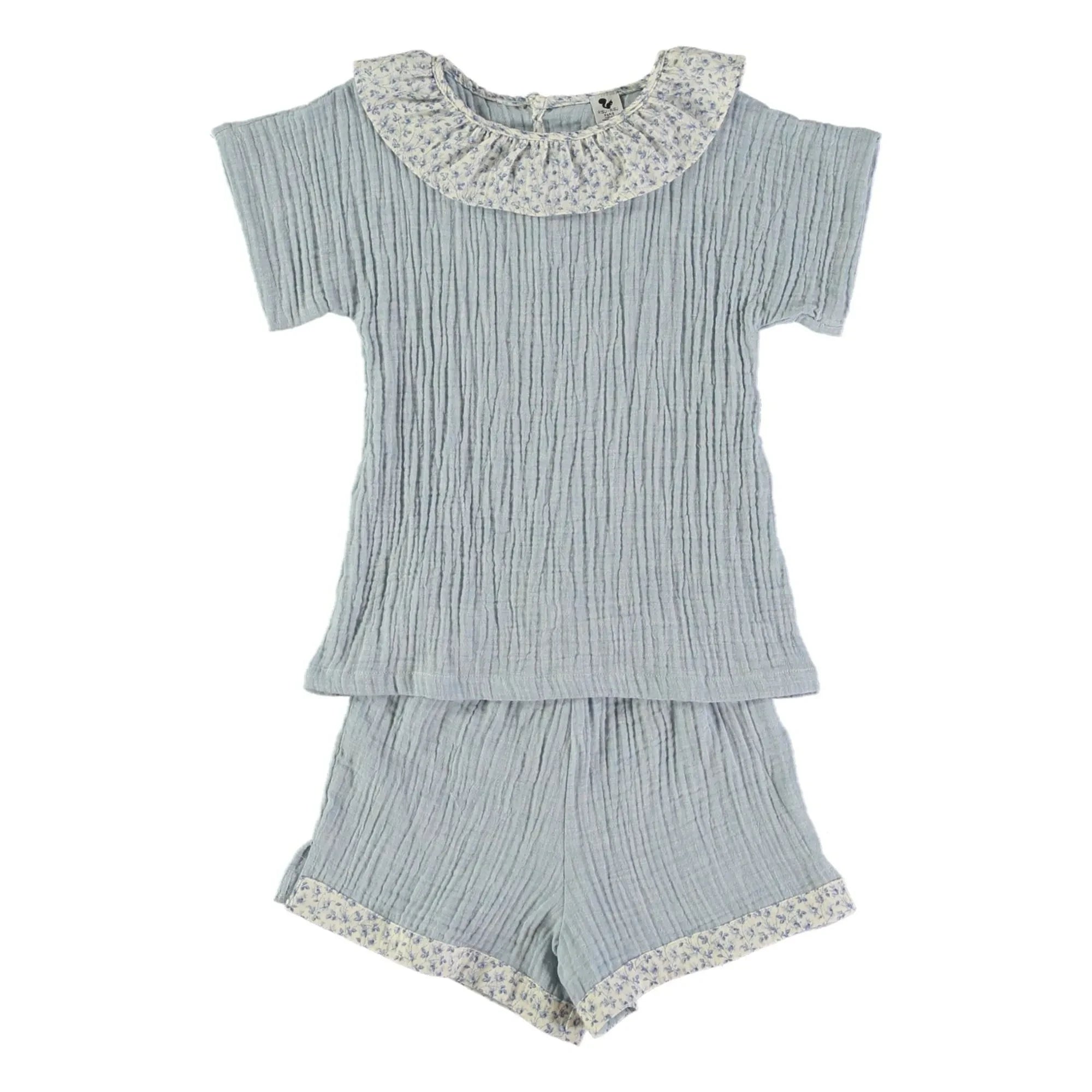 Risu Risu - Lisboa Short Pajamas Organic Cotton Gauze | Light blue