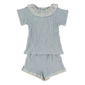 Risu Risu - Lisboa Short Pajamas Organic Cotton Gauze | Light blue