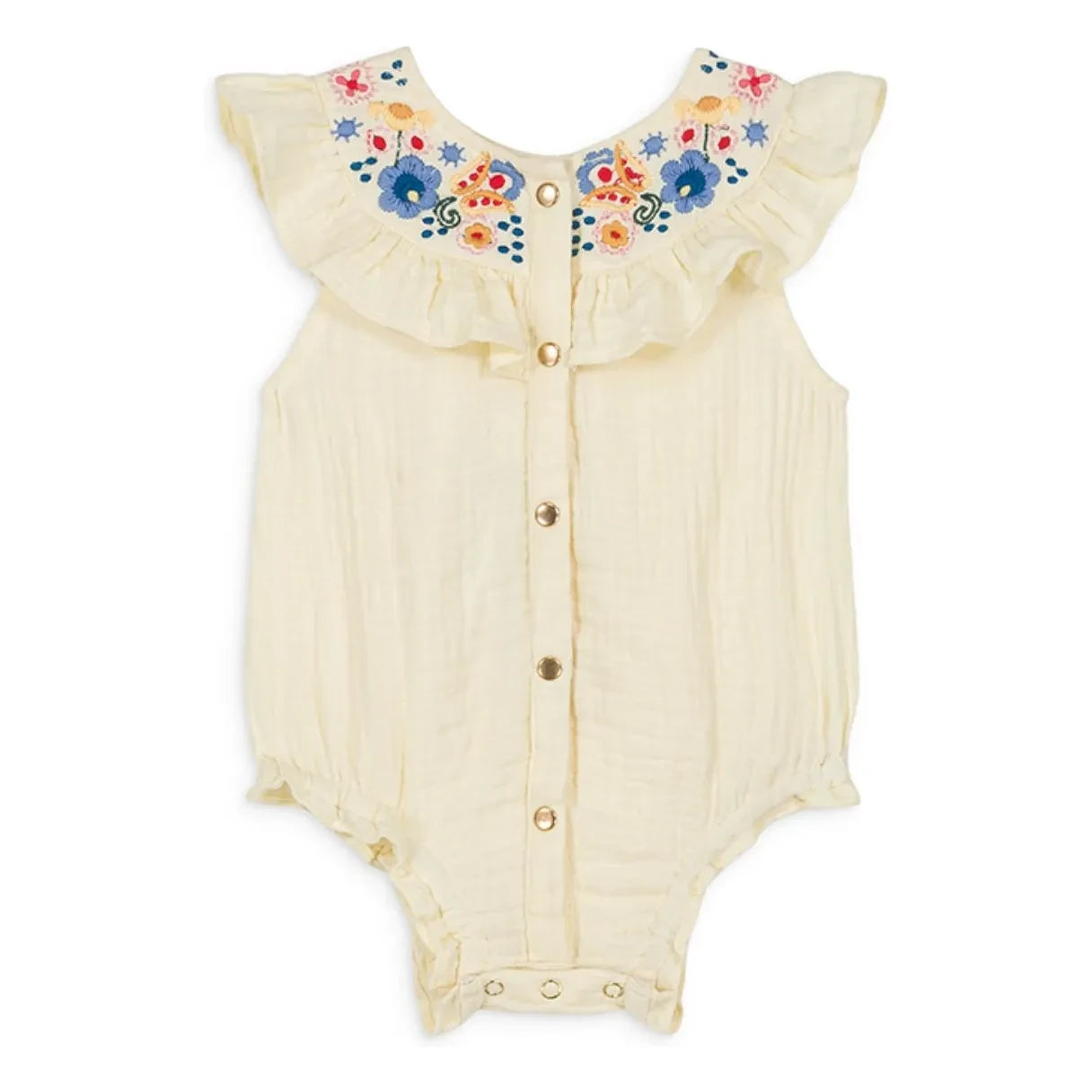 Louise Misha - Jade Organic Cotton Muslin Romper | Cream