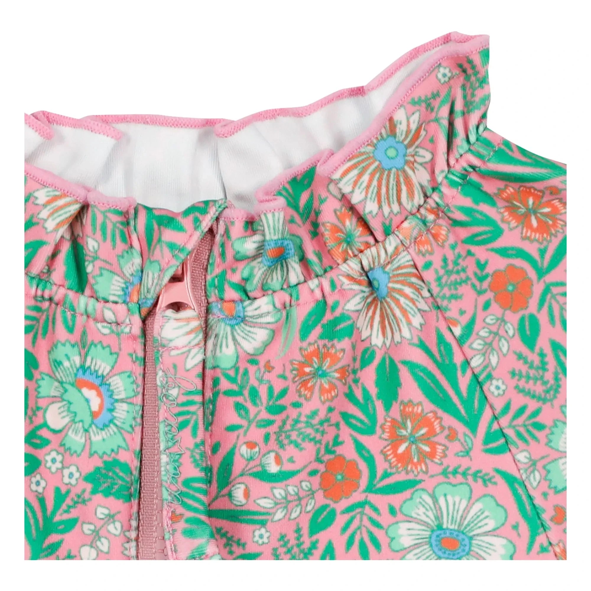 Bonton - Long Sleeve Ruffle Collar Swimsuit Flowers | Lilac