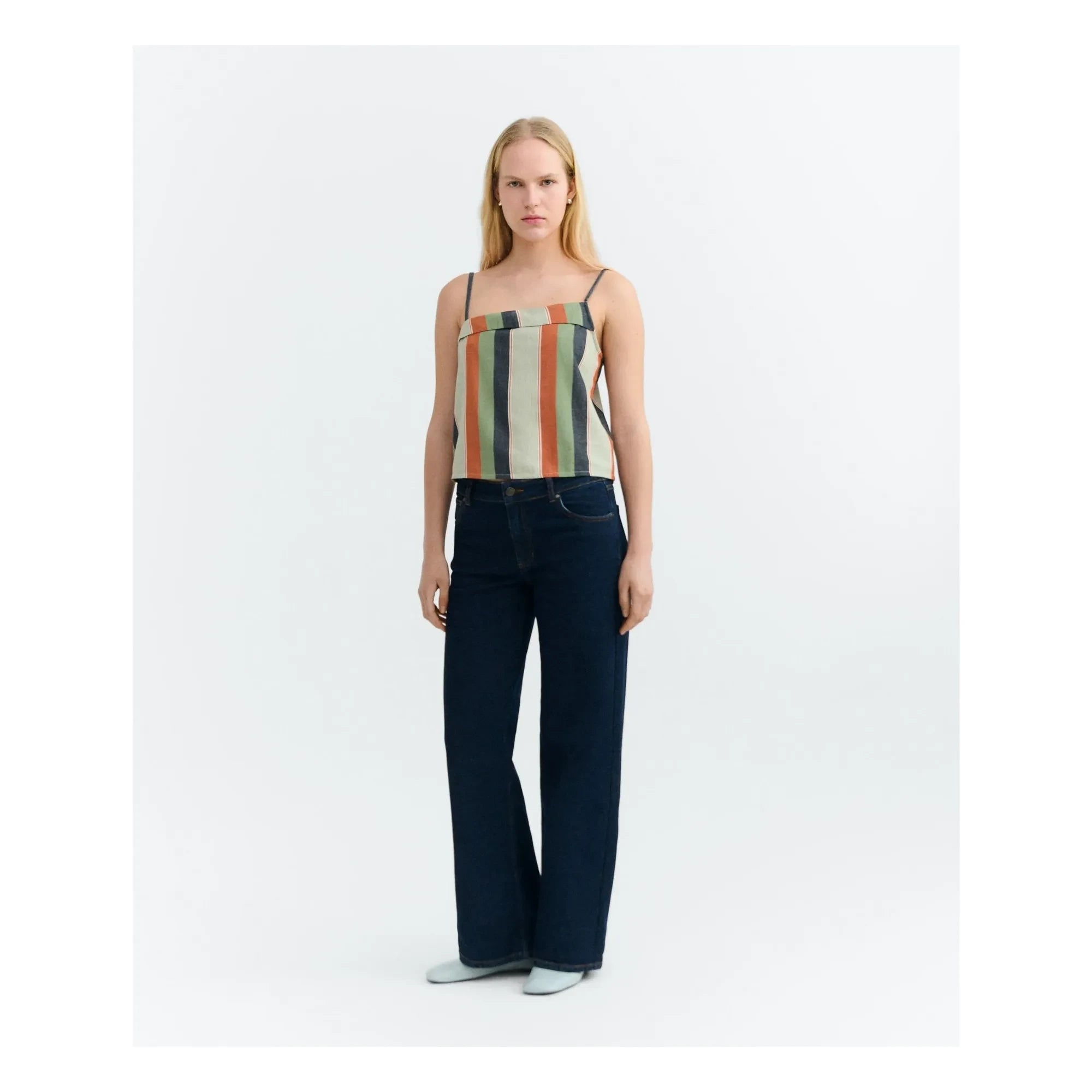 Thinking Mu - Raida Striped Organic Cotton Top | Orange