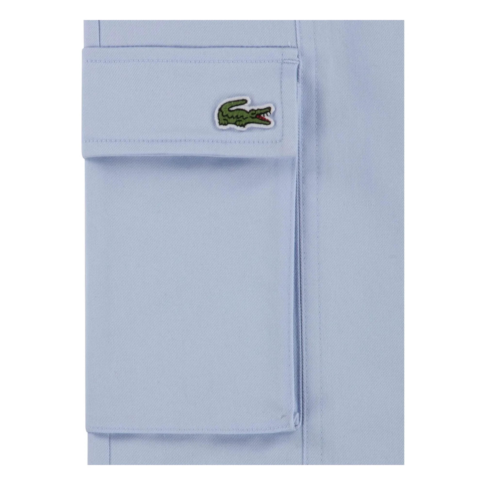 Lacoste - Elastic Waist Organic Cotton Cargo Pants | Light Blue