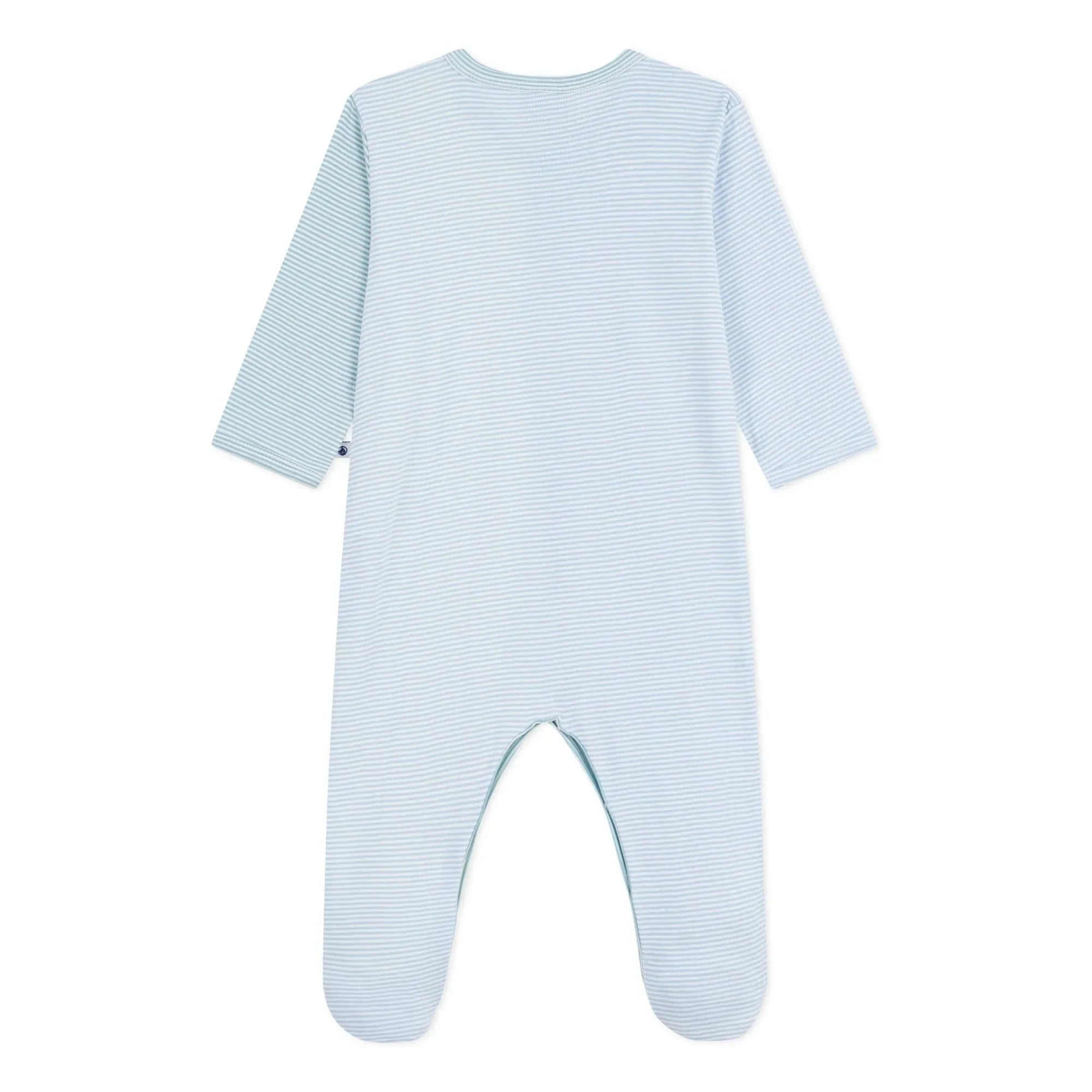 Petit Bateau - Color Block Striped Milleraies Organic Cotton Pajamas | Green