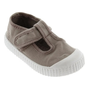 Victoria - Single Strap Sandal with Velcro | Oatmeal