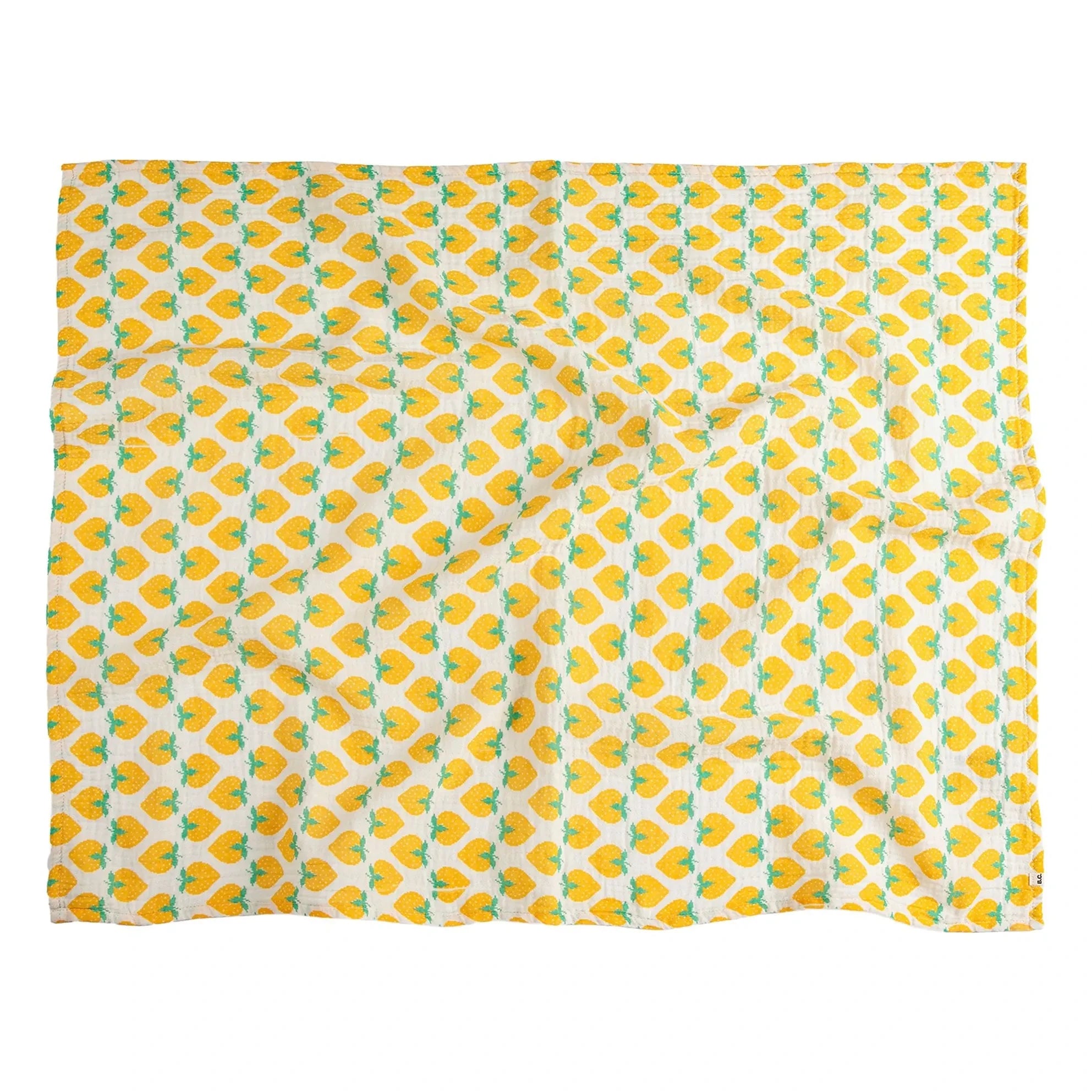 Bobo Choses - Strawberry Patterned Baby Diaper Organic Cotton Gauze | White