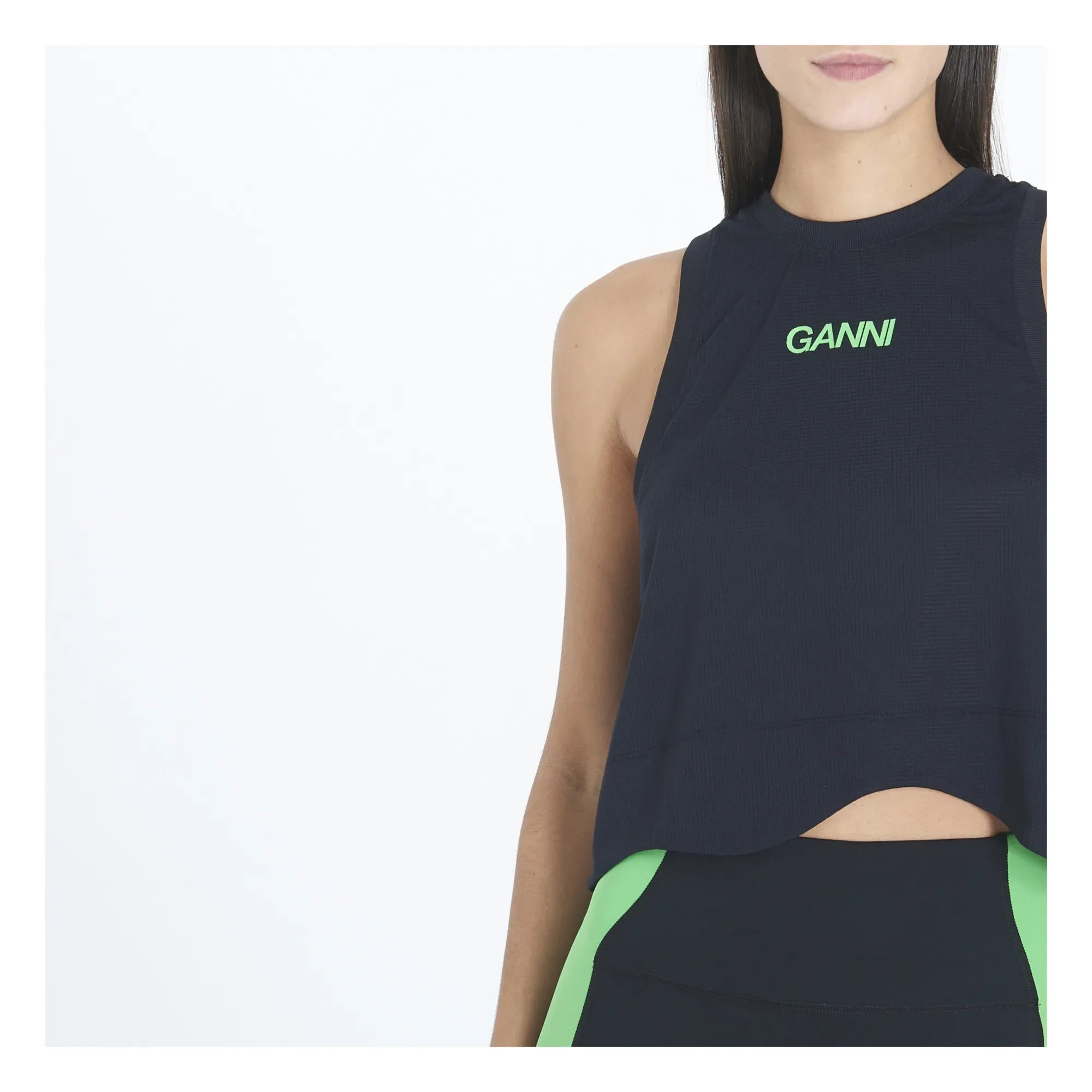 Ganni - Active Mesh Recycled Material Top | Black
