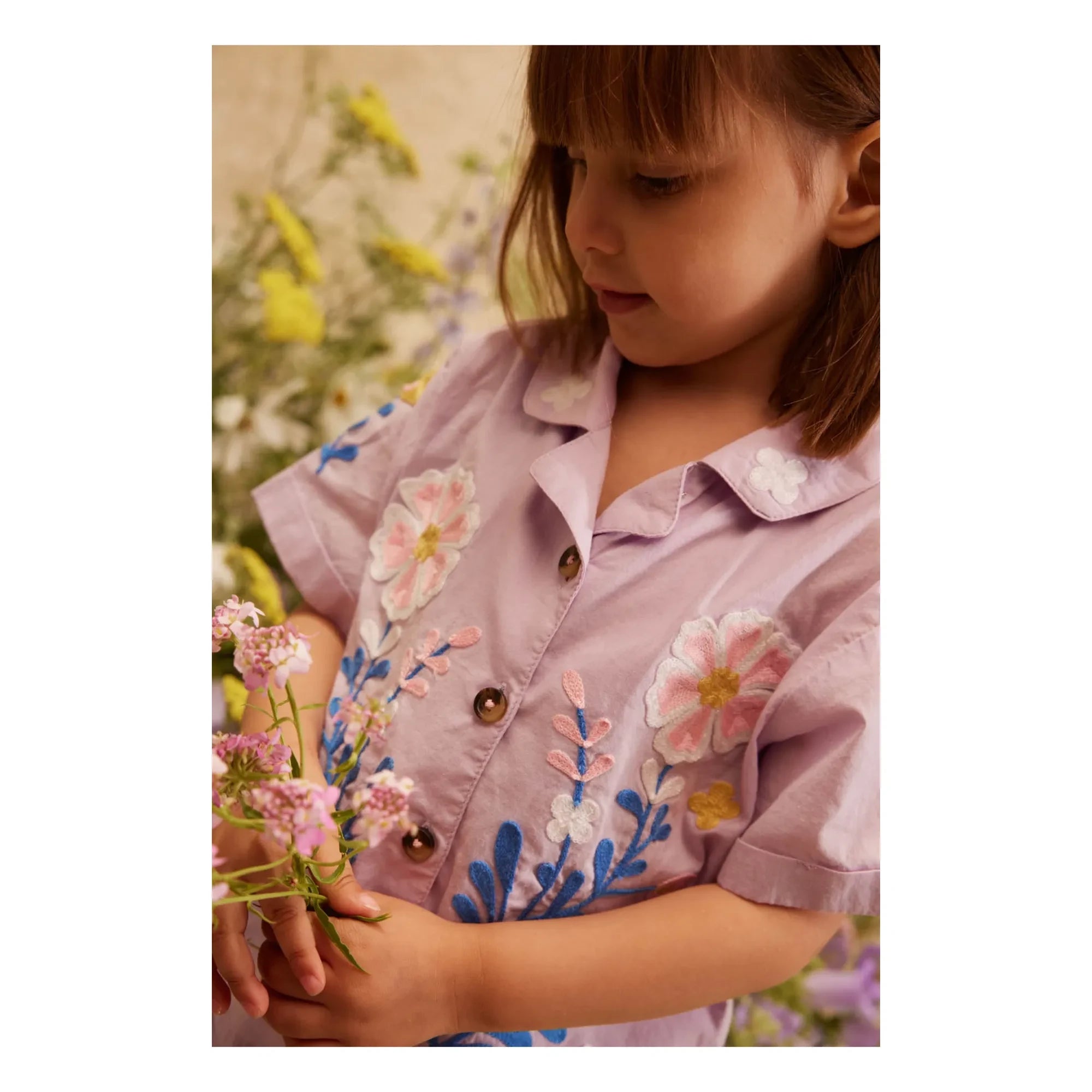 Louise Misha - Alova Organic Cotton Embroidered Shirt | Plum