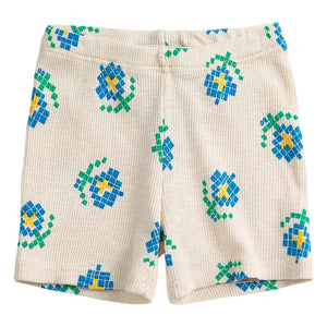 Bobo Choses - Organic Cotton Floral Print Ribbed Shorts | Ecru