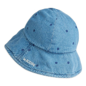 Mini Rodini - Organic Cotton Dotted Denim Hat | Blue