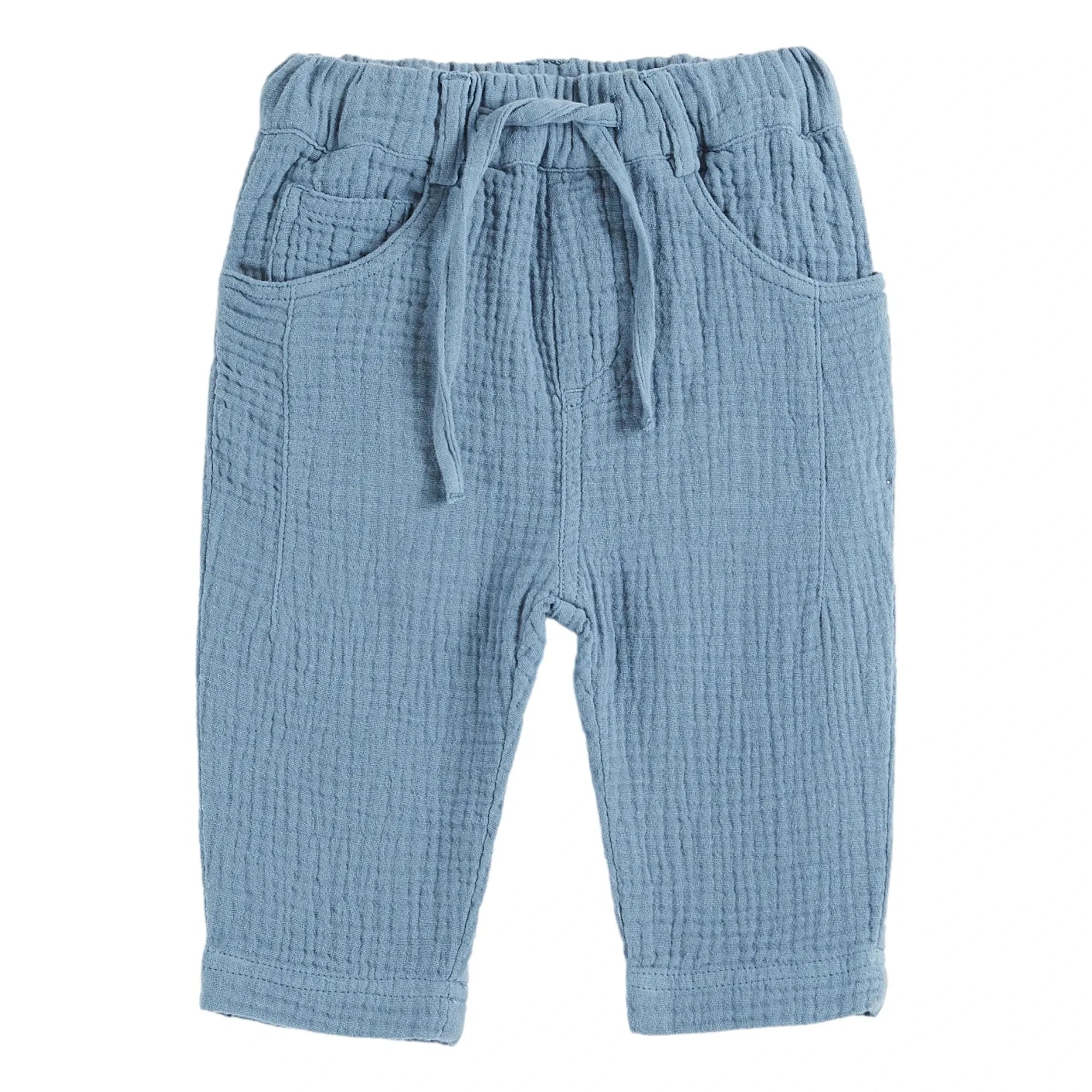 Emile et Ida - Cotton Gauze Pants | Gray Blue