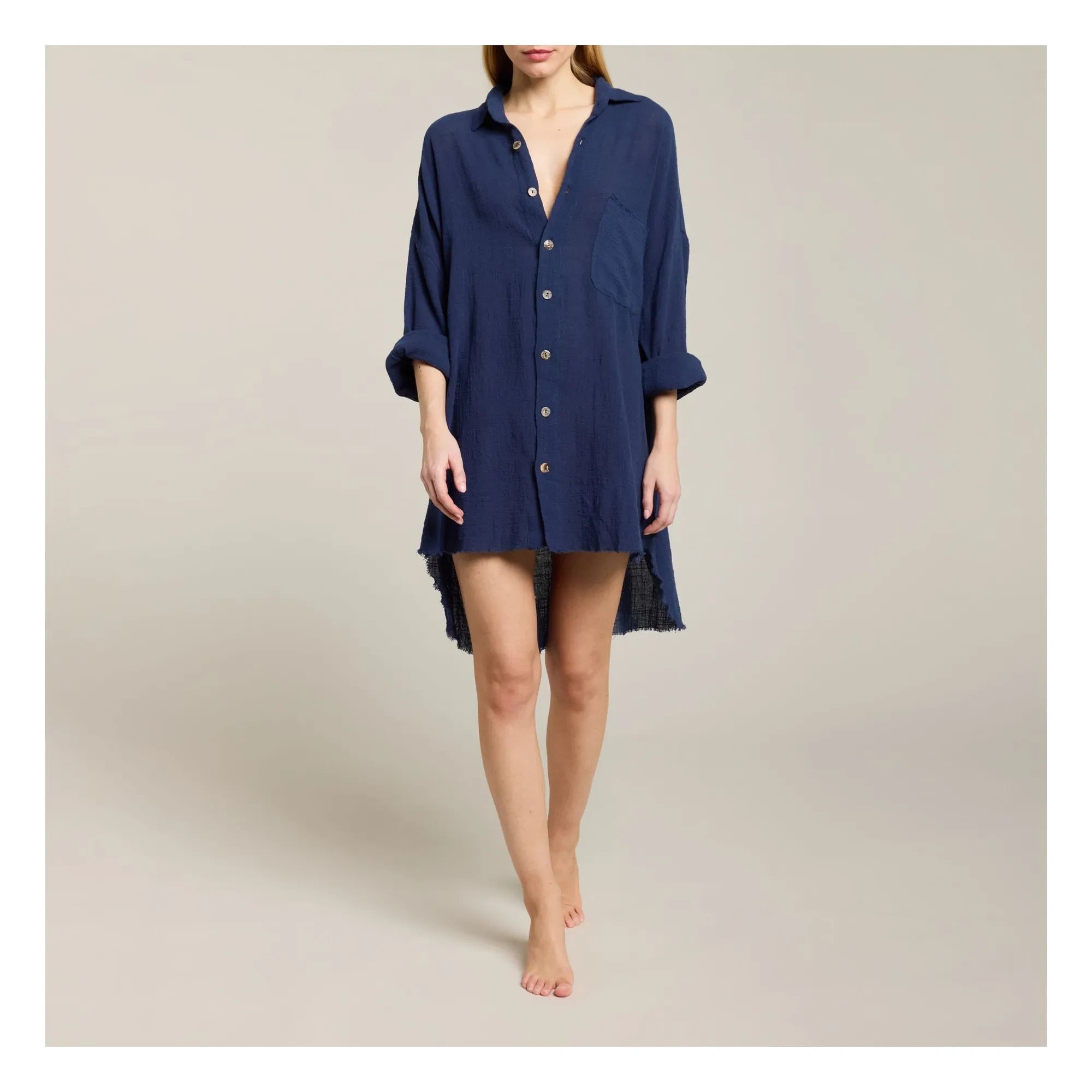 Maison Saint Julien - Mykonos Cotton Gaze Dress | Navy Blue