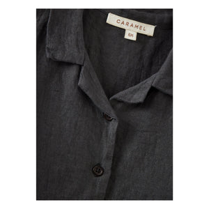 Caramel - Bamboo Linen Shirt and Shorts Set | Abyss Blue