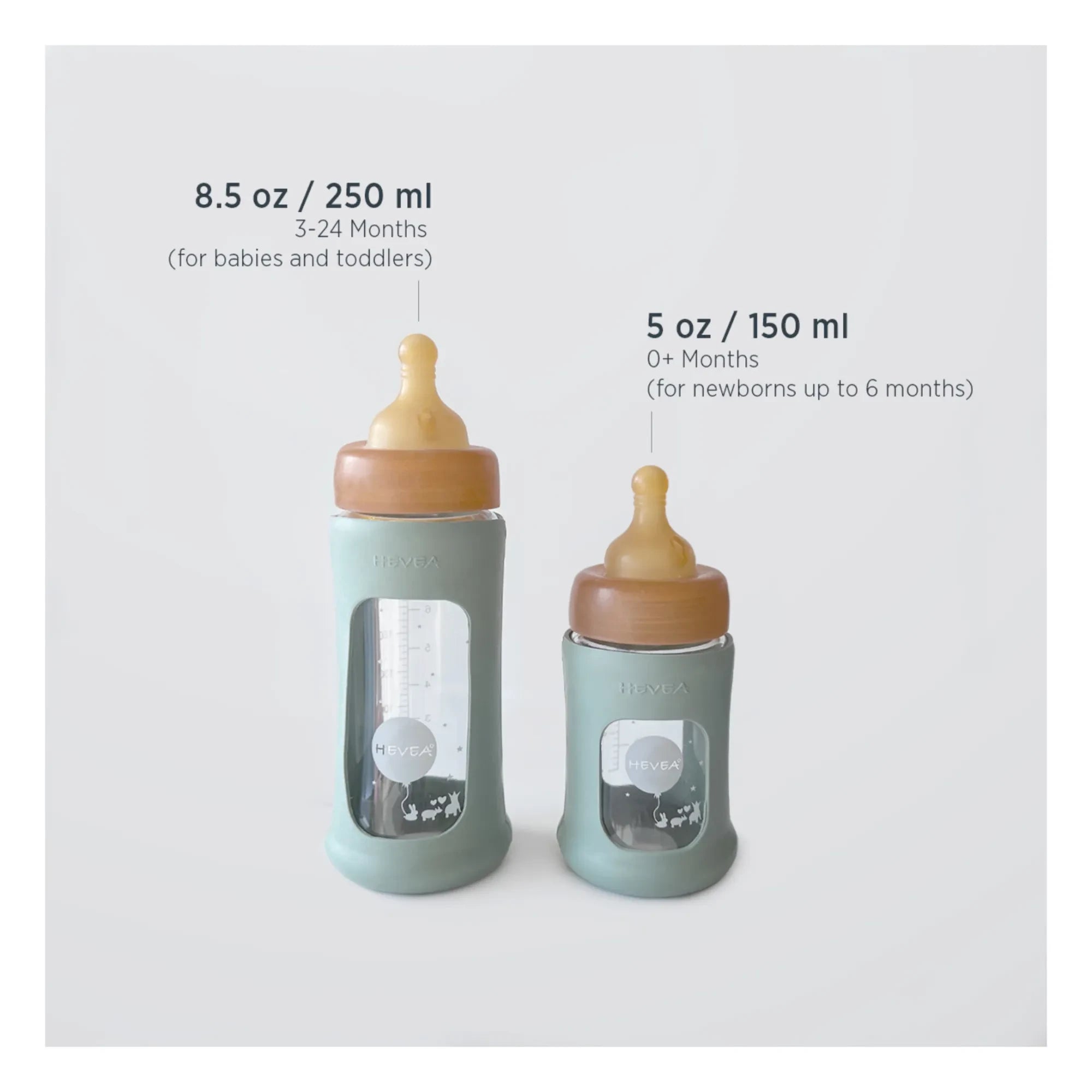 Hevea - Slow Flow Wide Mouth Protective Glass Bottle with Cover | Almond Green