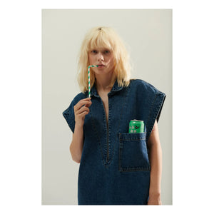 BELLEPIECE - Zafra Denim Elbise | Koyu Mavi