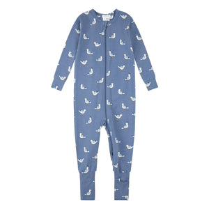 Petit Lem - Convertible Pajama Seagulls Organic Cotton and Modal | Blue