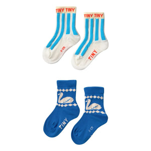Tinycottons - 2 Pairs of Swan Socks Set | Blue