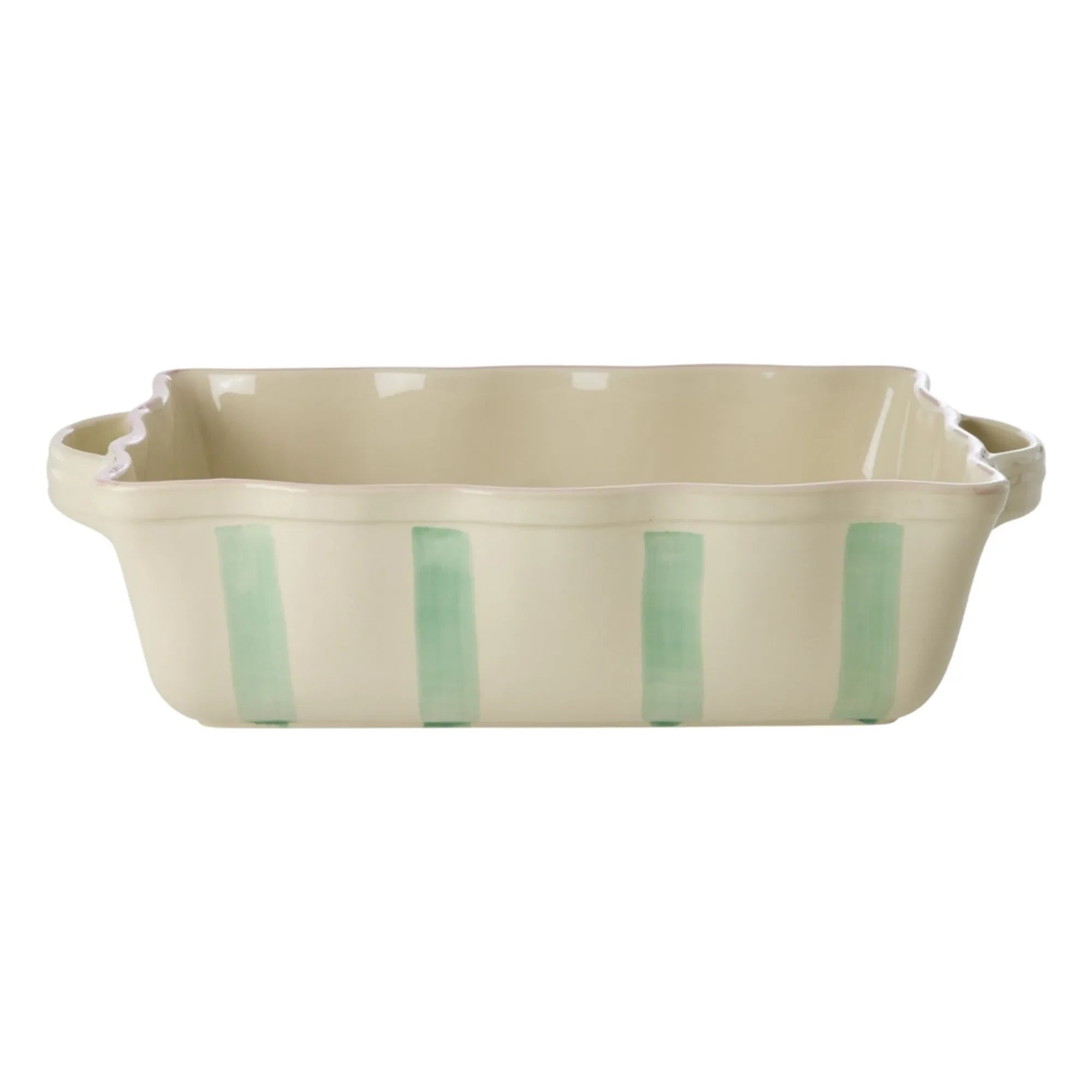 Rice - Striped Stone Ceramic Baking Dish | Green