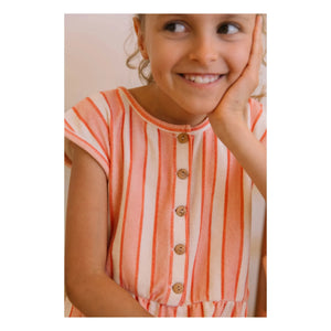 Studio Bohème - Loulou Striped Organic Cotton Towel Romper | Pink