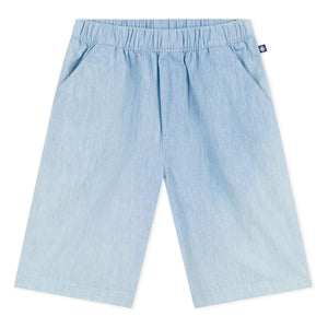 Petit Bateau - Light Blue Denim Chambray Organic Cotton Shorts