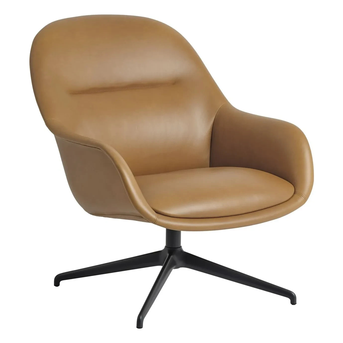 Muuto - Fiber leather lounge chair, Iskos-Berlin | Cognac