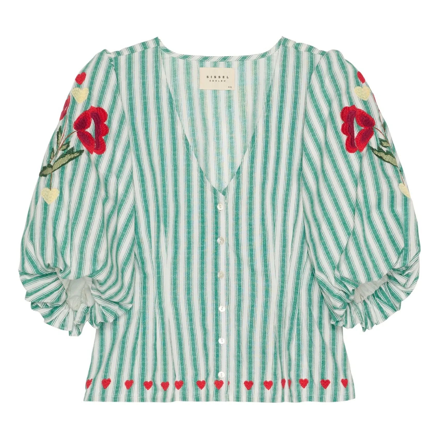 SISSEL EDELBO - Lotta Striped Organic Cotton Blouse | Green