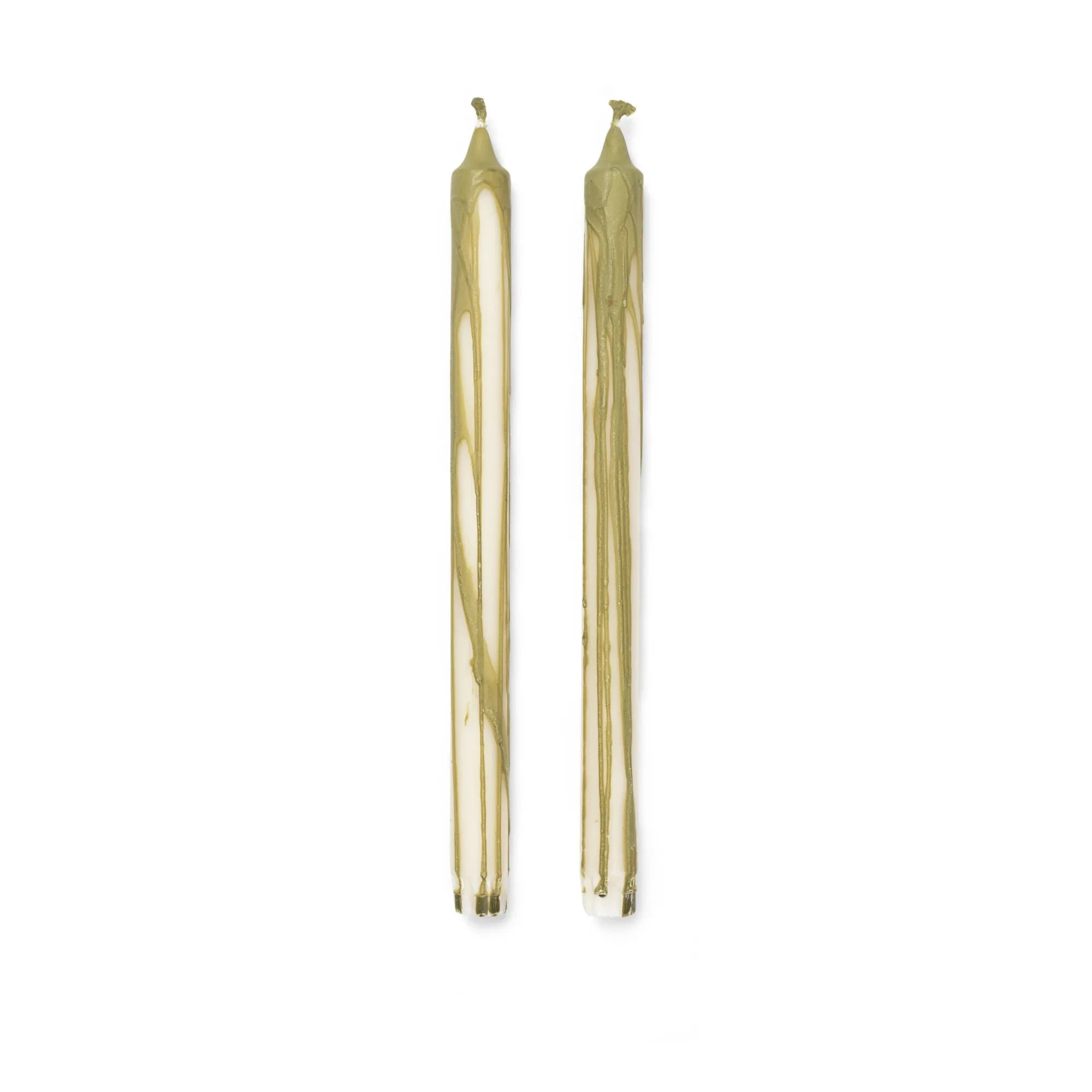 Ferm Living - Dryp Vegetable Wax Candles - Set of 2 | Olive green