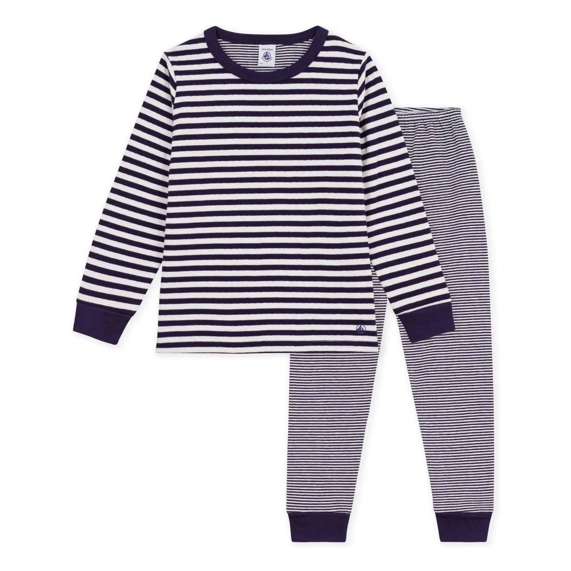 Petit Bateau - Çizgili органik pamuk pijama | Lacivert