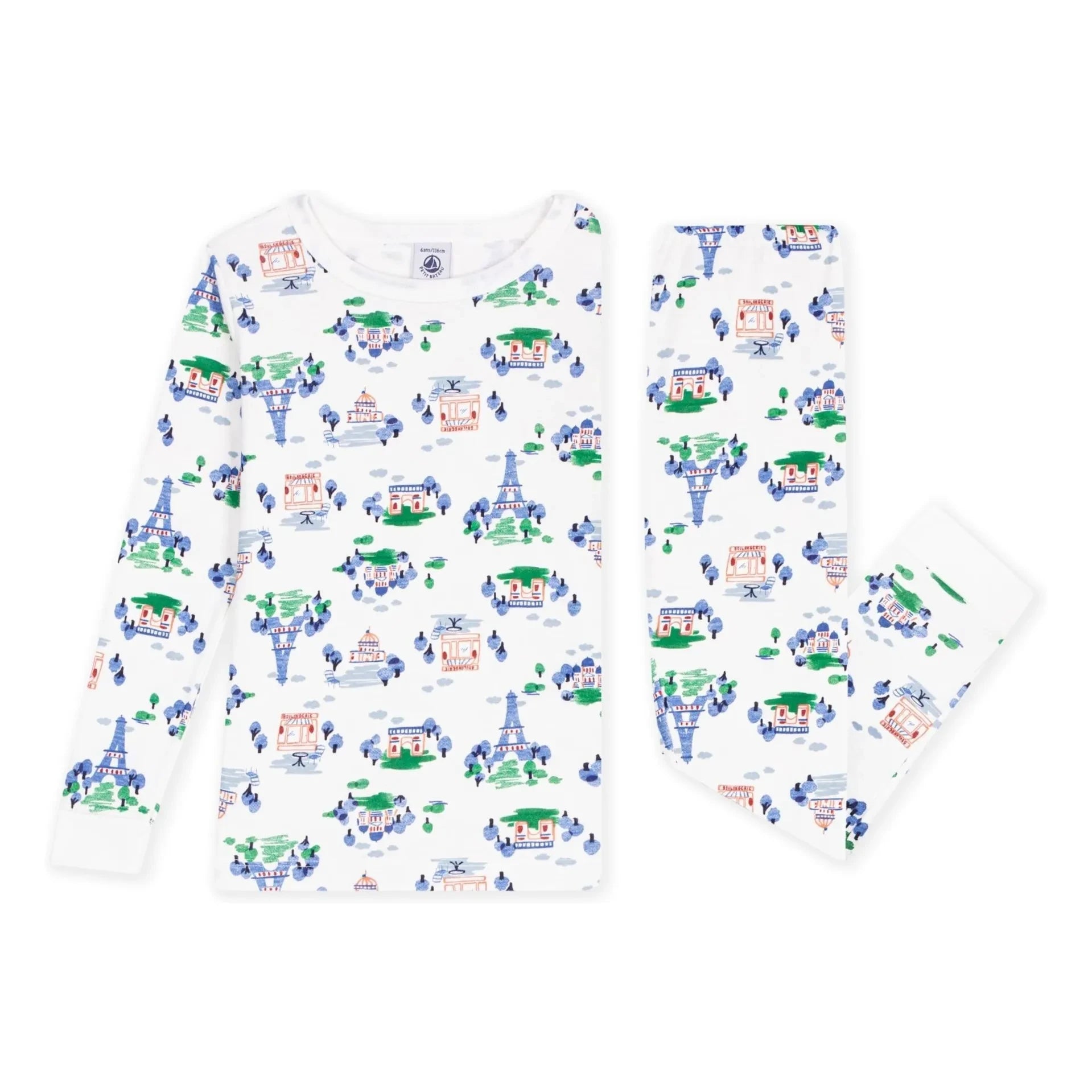 Petit Bateau - Paris Organik Pamuklu Özel Dikim Pijama | Beyaz
