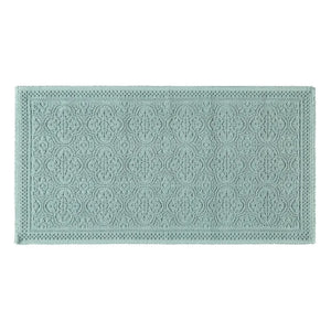 Haomy - Embossed Patterned Cotton Bath Mat 55x110cm | Seafoam Green