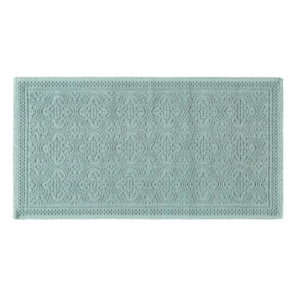 Haomy - Embossed Patterned Cotton Bath Mat 55x110cm | Seafoam Green