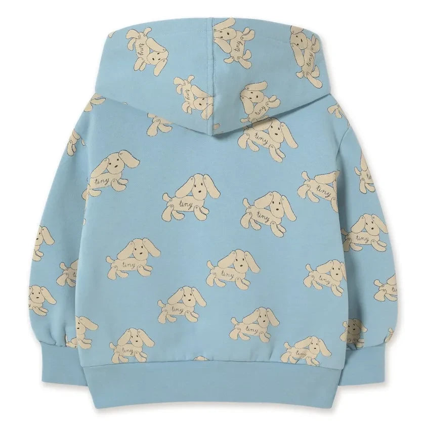 Tinycottons - Organic Cotton Dog Print Hooded Sweatshirt | Light Blue