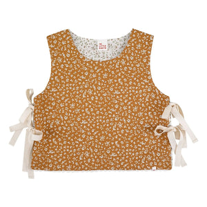 THE LiTTLE POETS - Louise Organic Cotton Reversible Sleeveless Jacket | Caramel