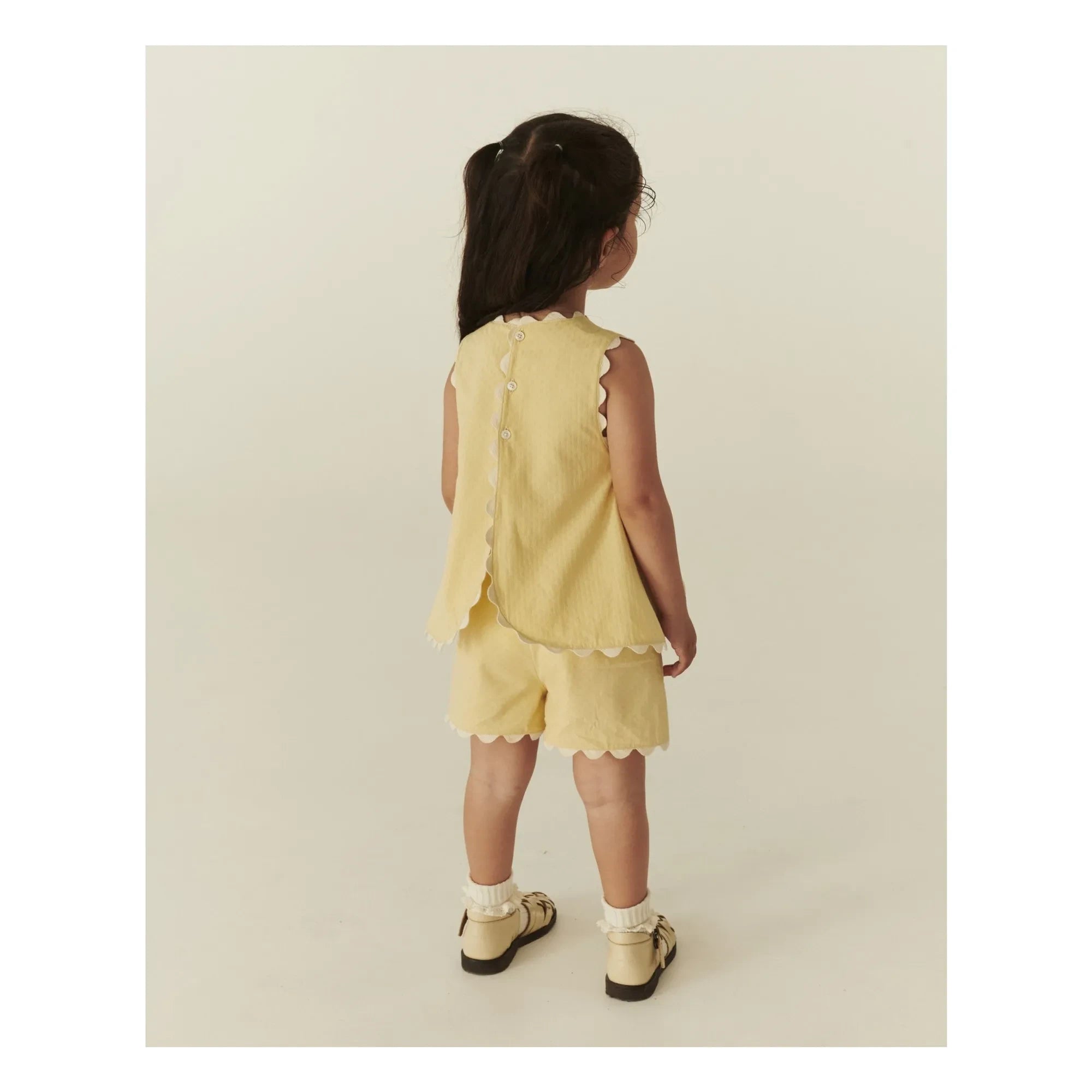 Copenhagen Colors - Organic Cotton, Wavy-Edge Top and Shorts Set | Pale Yellow