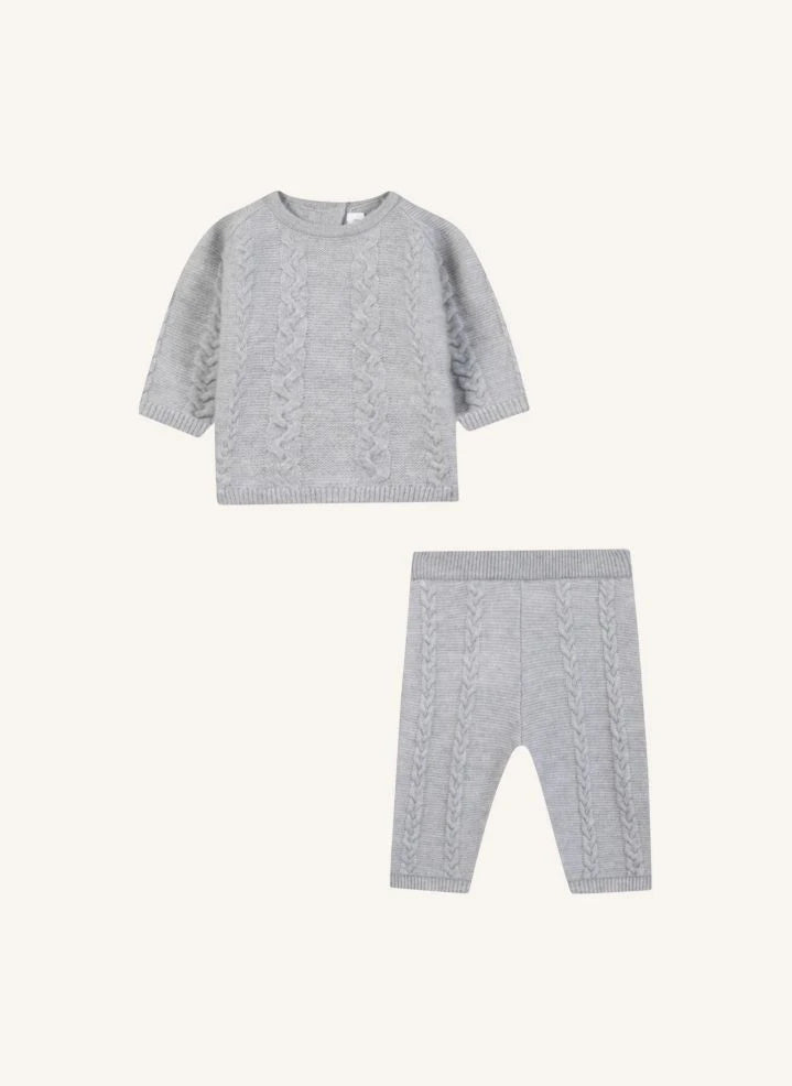 Tartine et Chocolat - Yün Bükümlü Kazak ve Pantolon Seti | Gri Melanj