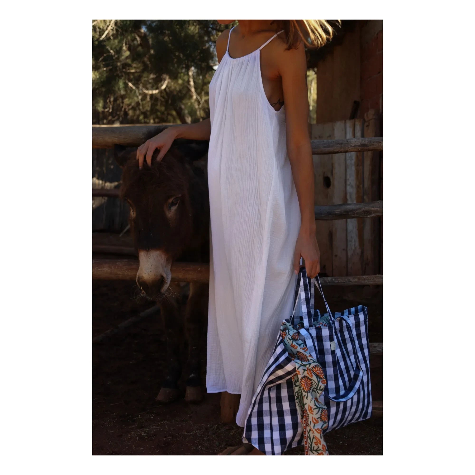 Anja Paris - Cotton Gauze Halter Dress | White