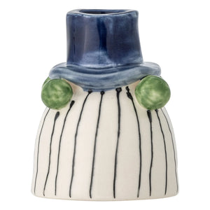 Bloomingville - Tacana Stone Ceramic Candle Holder | Blue