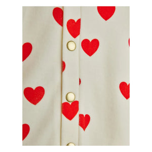 Mini Rodini - Organic Cotton Velvet Heart Romper | White