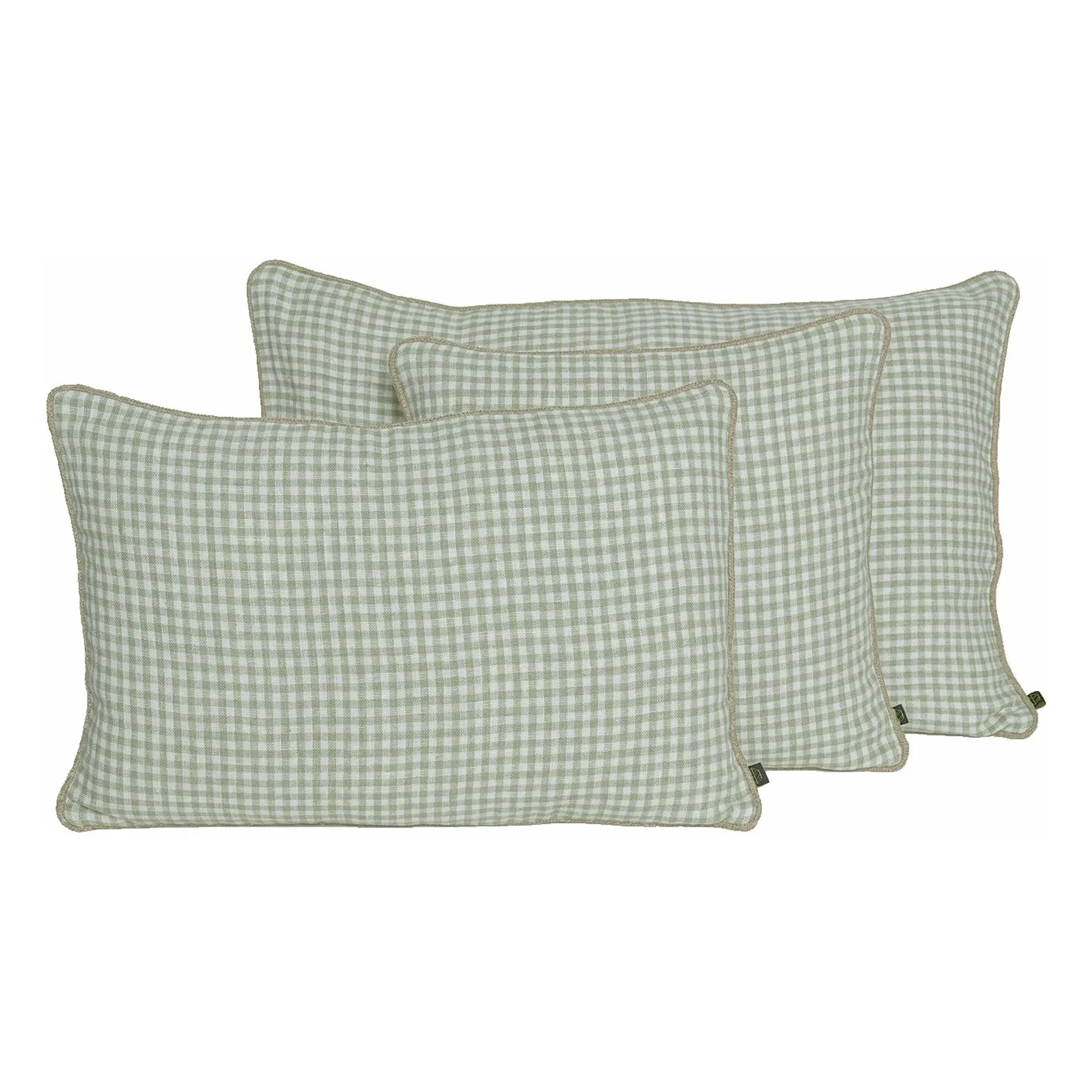 Haomy - Piana II Striped Linen Pillowcase | Almond Green