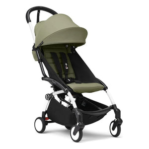 Stokke® - YOYO³ 6+ Baston Bebek Arabası Beyaz çerçeve | Zeytin