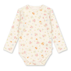 Konges Sløjd - Minnie Floral Ribbed Bodysuit Organic Cotton | Ecru
