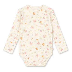 Konges Sløjd - Minnie Floral Ribbed Bodysuit Organic Cotton | Ecru