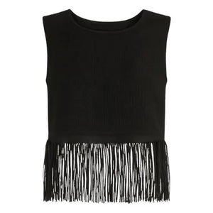 Vanessa Sposi - Linen Fringed Top | Black