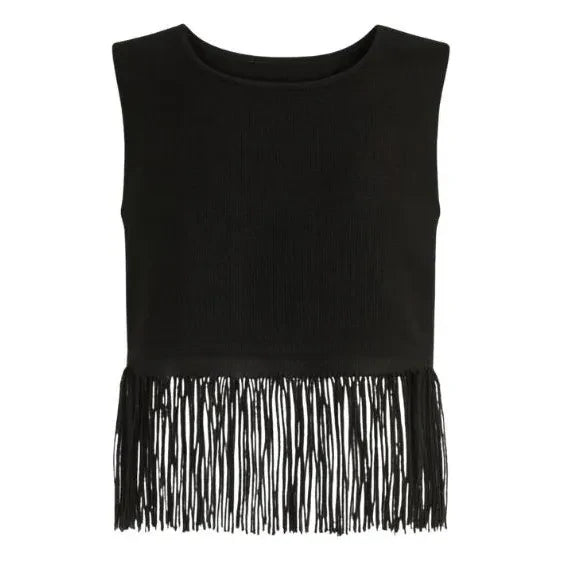 Vanessa Sposi - Linen Fringed Top | Black