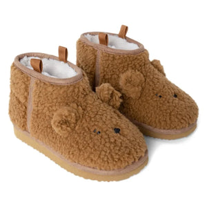 Liewood - Alban Sherpa Boots with Bear Motif Made from Recycled Fibers | Caramel