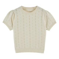 Emile et Ida - Openwork linen T-shirt | Cream