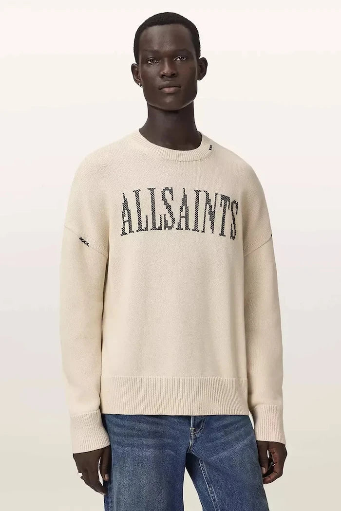 AllSaints erkek pamuklu oversize sweatshirt CROSSED