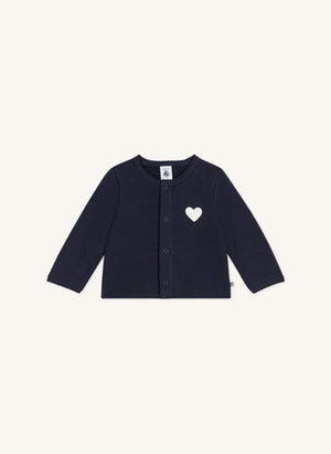 Petit Bateau - Organik Pamuk Kalp Hırka | Gece mavisi