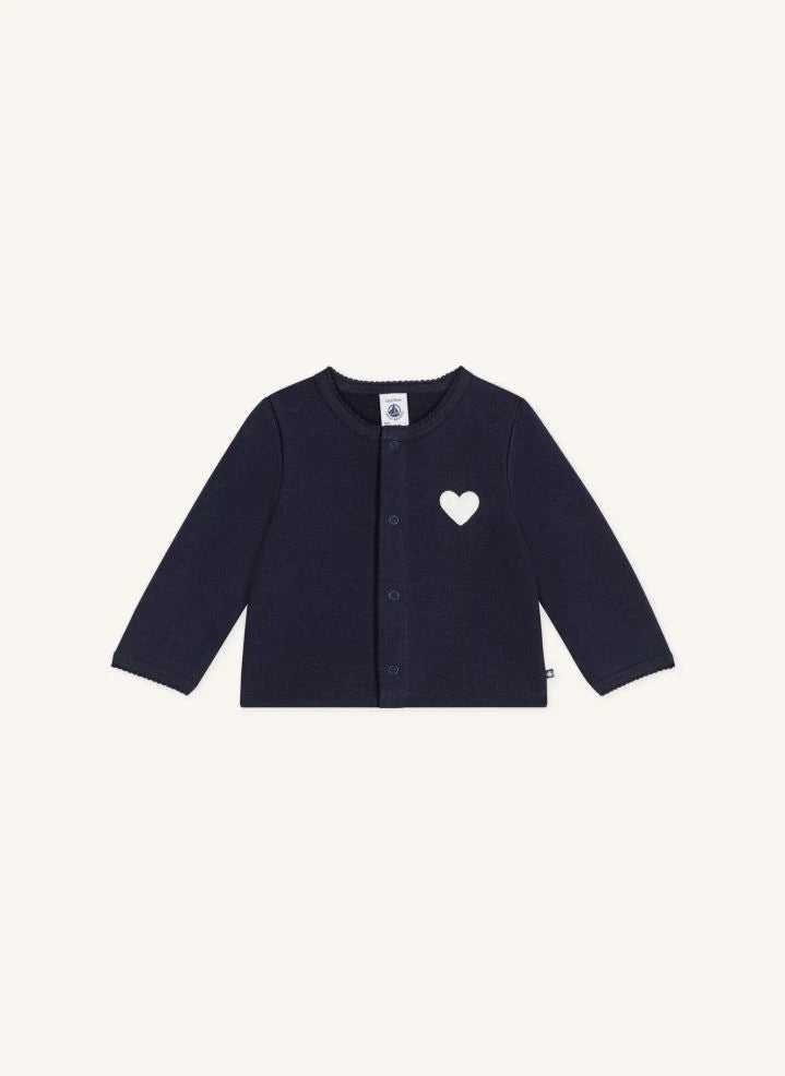 Petit Bateau - Organik Pamuk Kalp Hırka | Gece mavisi