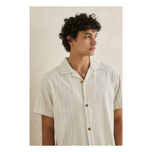 Rhythm - Striped Holiday Short Sleeve Shirt | Cream