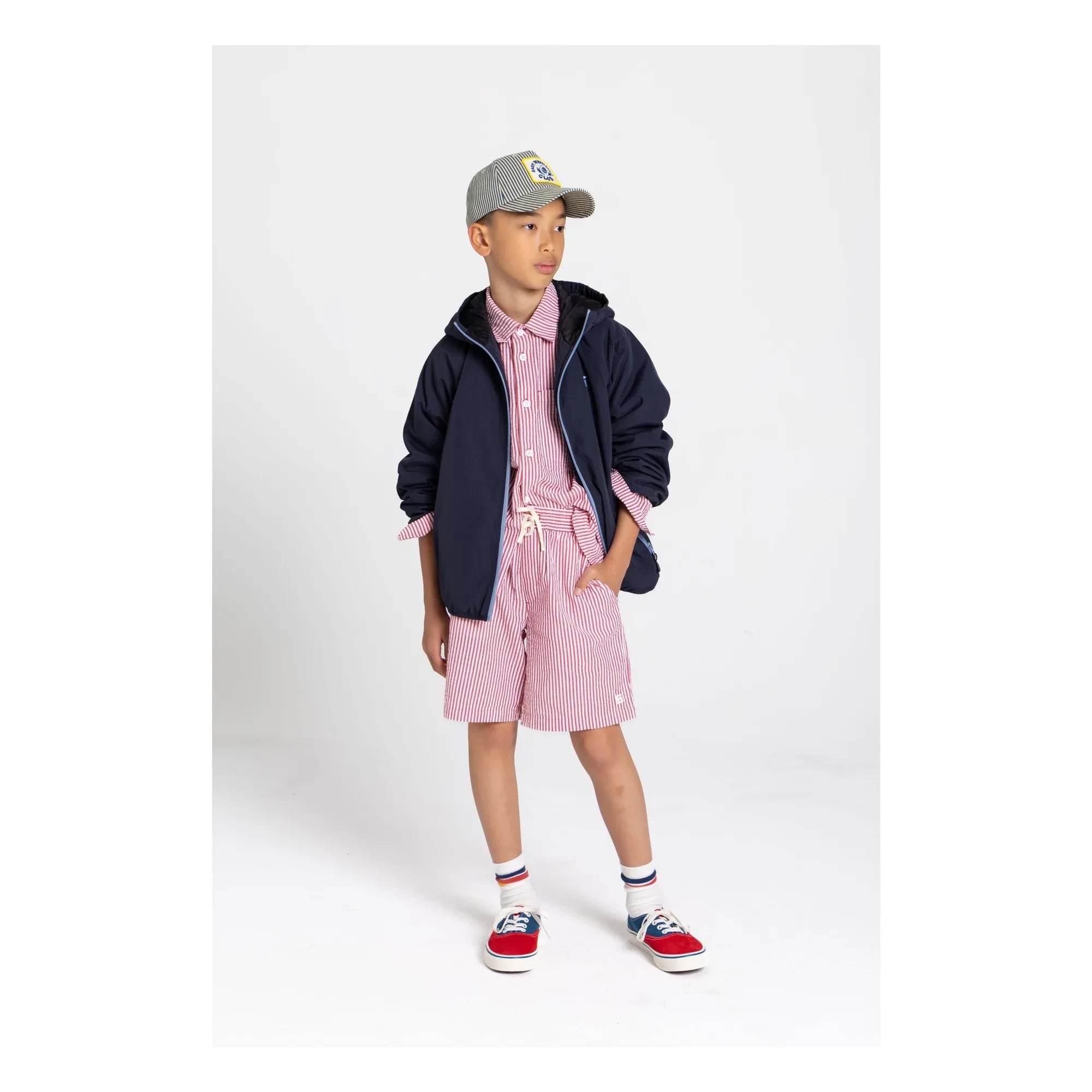 Smallable Kid - Striped Tom Shorts | Cherry Red
